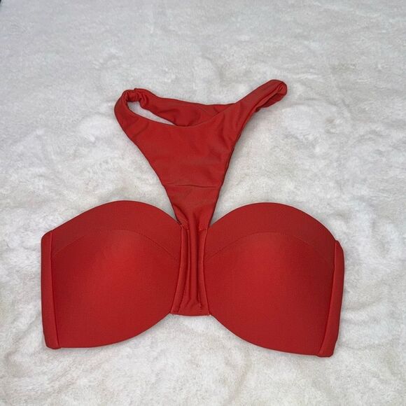MIKOH Padded Bandeau High Neck Bikini Top Red Size Small - Picture 3 of 6